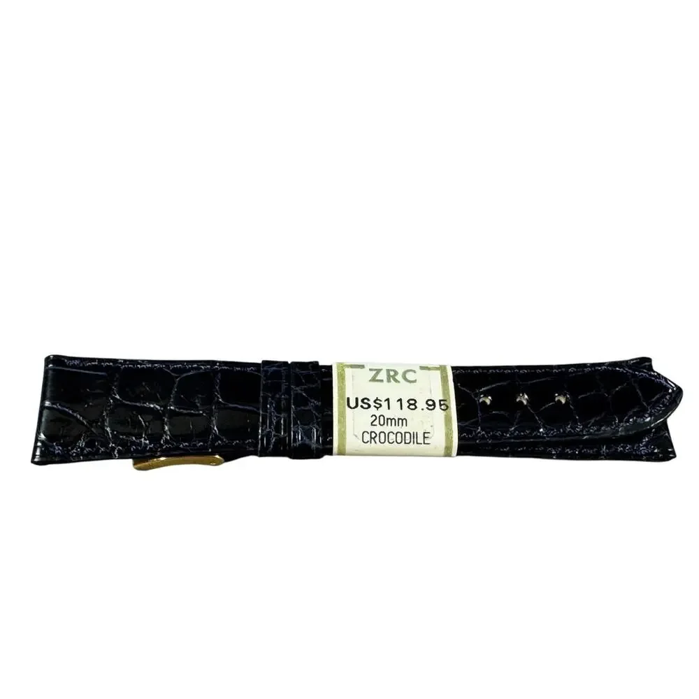 Vintage New Old Stock ZRC Jean Rochet Crocodile 20mm Watch Band Navy Blue